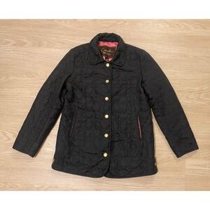 Vintage Coach Monogram C Logo Quilted Jacket XS Black Pink Y2K Designer Luxury